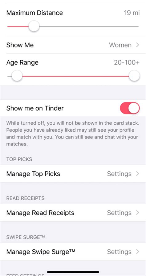 how to turn off distance on tinder